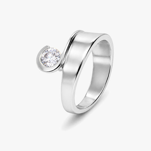 Sia Silver Diamond Adjustable Ring
