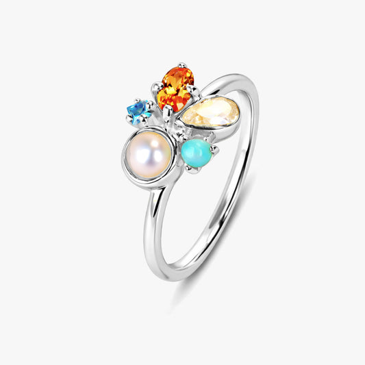 Anna Multi Gemstone Adjustable Ring