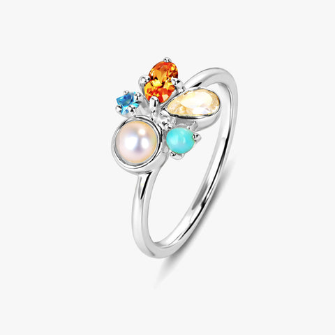 Anna Multi Gemstone Adjustable Ring