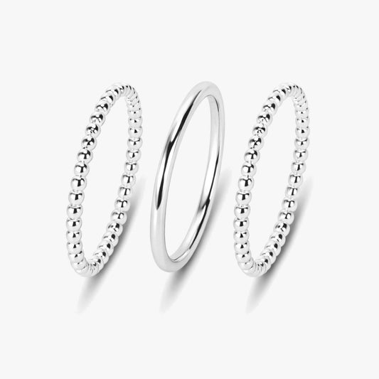 Noor Silver Adjustable Ring Set