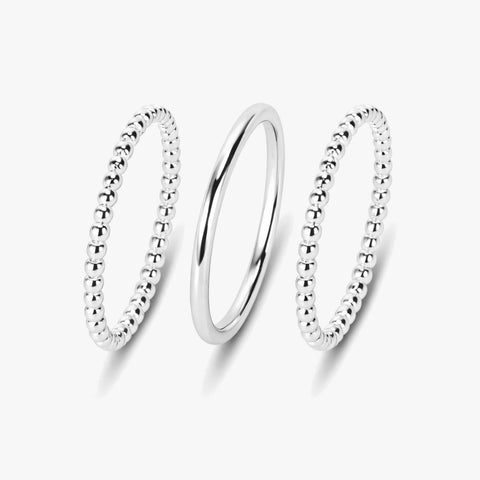 Noor Silver Adjustable Ring Set
