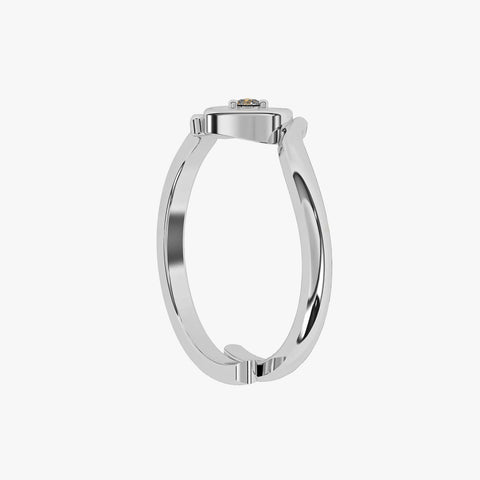 Euni Silver Heart Zirconia Adjustable Ring