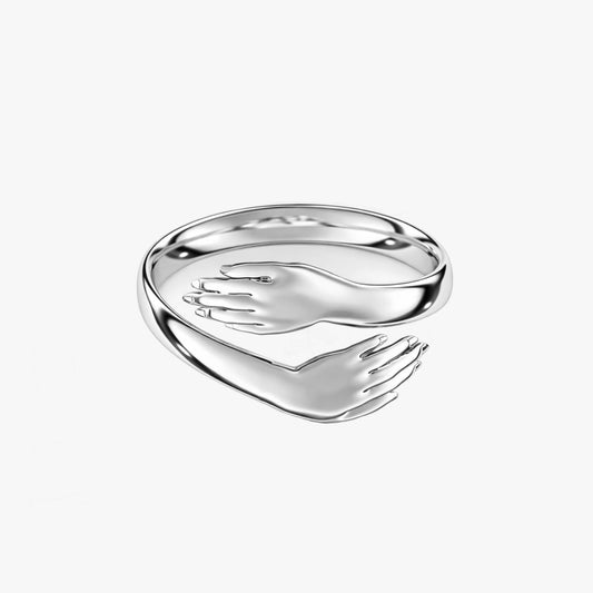 Nora Silver Hug Hands Adjustable Ring