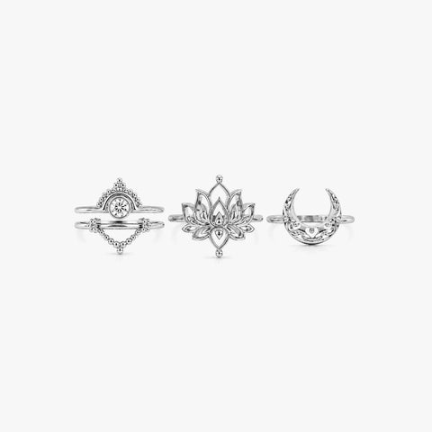 Lily Silver Adjustable Ring Set