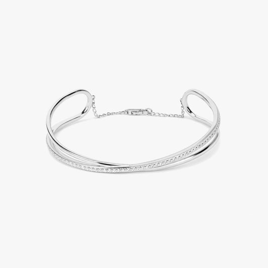 Hemi Silver Zirconia Bangle