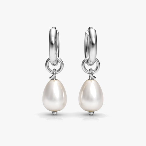 Kate Silver Round Pearl Earrings