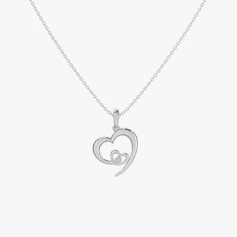 Bely Silver Heart Zirconia Necklace
