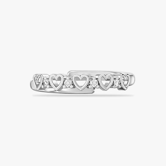 Dami Silver Heart Zirconia Adjustable Ring