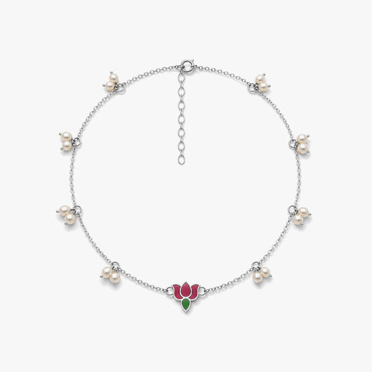 Alyn Silver Lotus Anklet