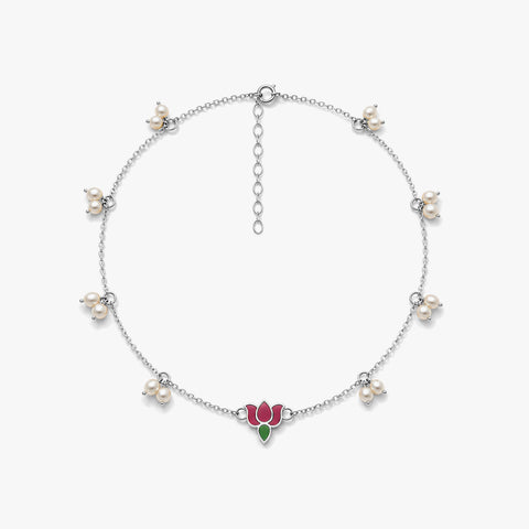 Alyn Silver Lotus Anklet