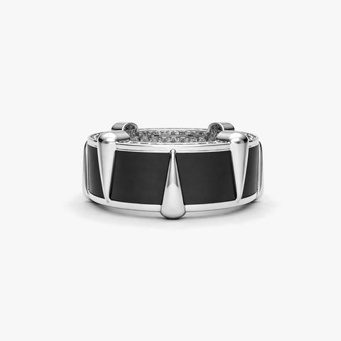 Cruz Silver Enamel Adjustable Ring