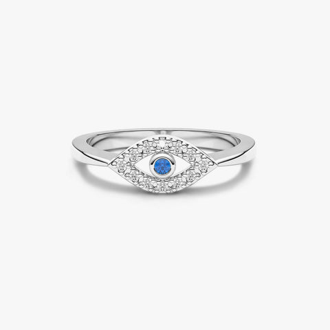Veya Silver Adjustable Evil Eye Ring