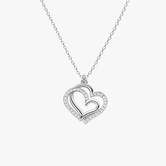 Aoni Silver Heart Zirconia Necklace