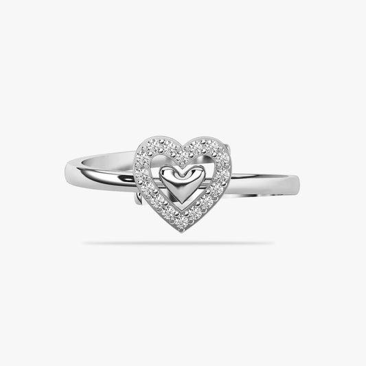 Miva Silver Heart Adjustable Ring