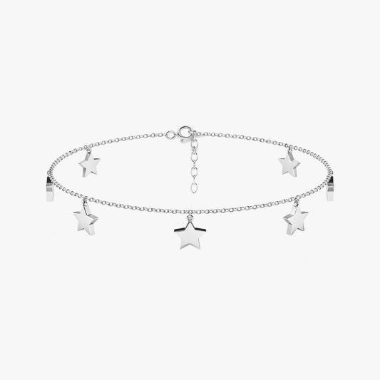 Anvi Silver Star Anklet