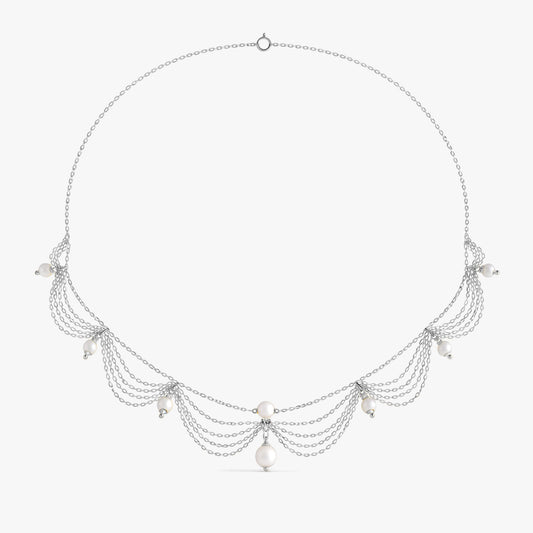Lily Silver Synthetic Pearl Necklace