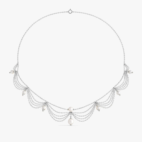 Lily Silver Synthetic Pearl Necklace