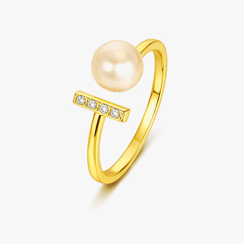 Poi Silver Pearl Adjustable Ring
