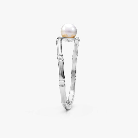 Lily Silver Pearl Adjustable Ring