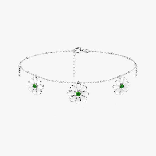 Arna Silver Floral Anklet
