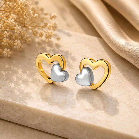 Ceyo Silver Two Tone Earrings