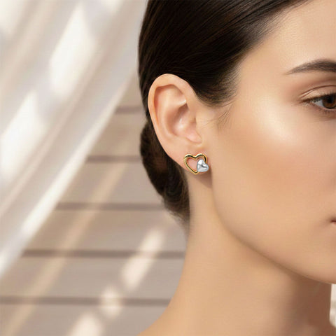 Ceyo Silver Two Tone Earrings