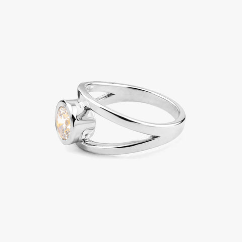 Rose Silver Diamond Adjustable Ring
