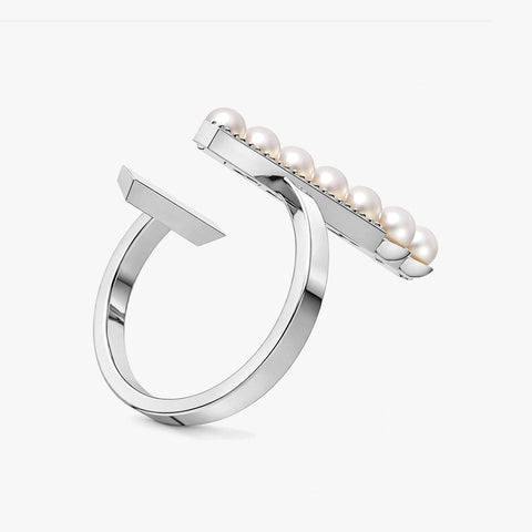 Cora Silver Adjustable Pearl Ring