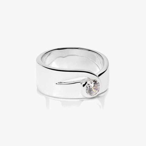 Loe Silver Diamond Adjustable Ring