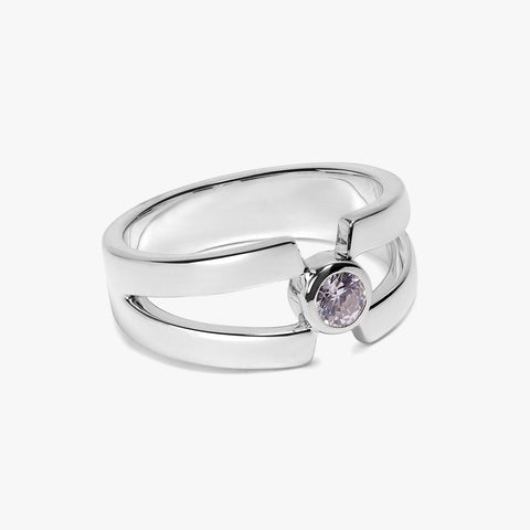 Kai Silver Diamond Adjustable Ring