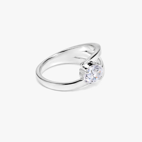 Moe Silver Diamond Adjustable Ring