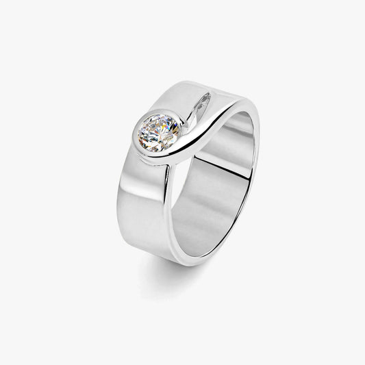 Loe Silver Diamond Adjustable Ring