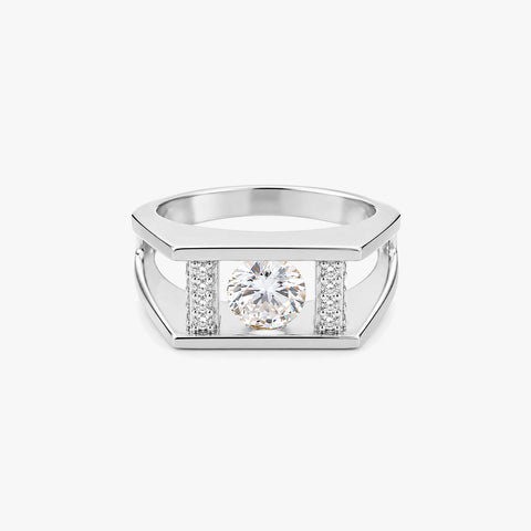 Siya Silver Diamond Adjustable Ring