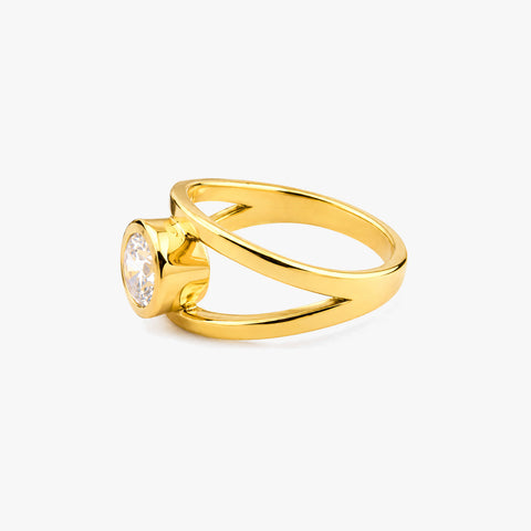 Rose Silver Diamond Adjustable Ring