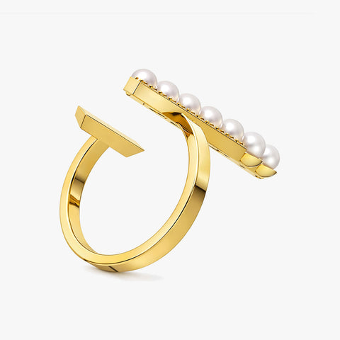 Cora Silver Adjustable Pearl Ring