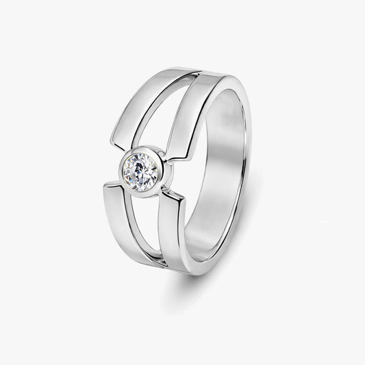 Kai Silver Diamond Adjustable Ring