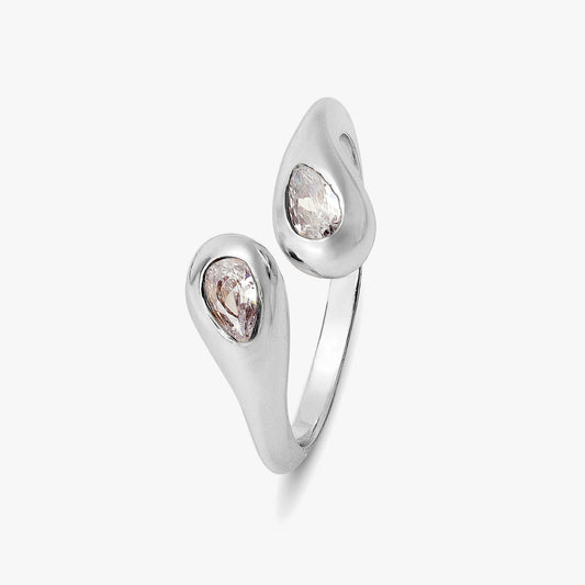 Zoe Silver Diamond Adjustable Ring