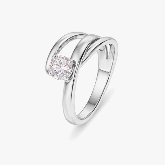 Moe Silver Diamond Adjustable Ring