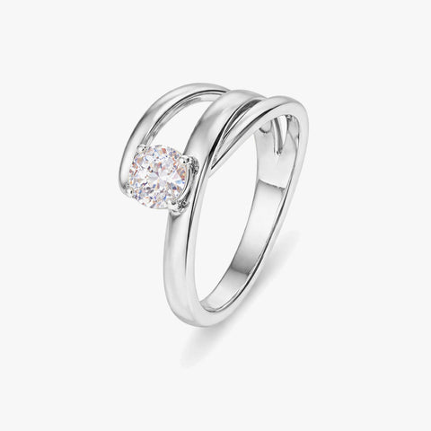 Moe Silver Diamond Adjustable Ring