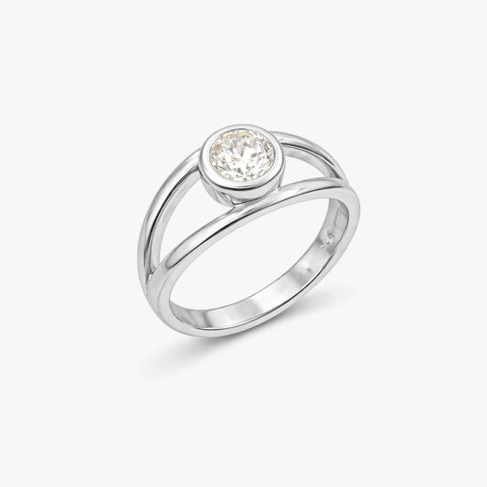 Rose Silver Diamond Adjustable Ring