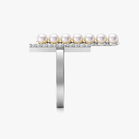 Cora Silver Adjustable Pearl Ring