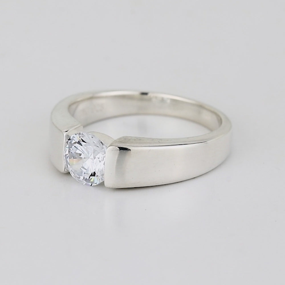 Mia Sterling Silver Round Lab Grown Diamond Ring