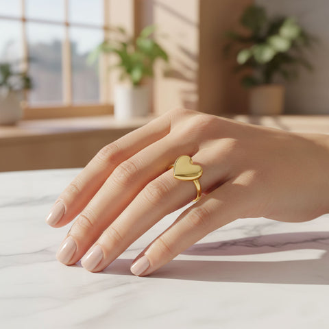 Asha Silver Heart Adjustable Ring