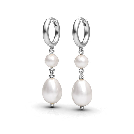 Anna Silver Dangle Pearl Earrings