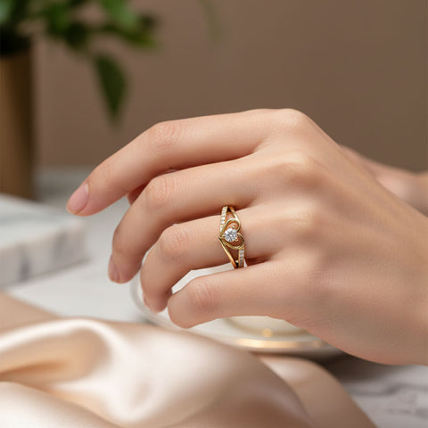 Drea Silver Heart Zirconia Adjustable Ring
