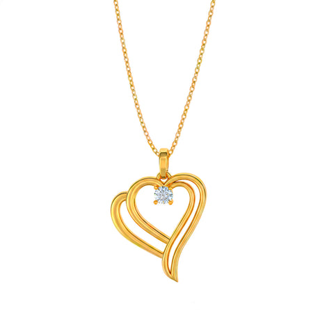 Brin Silver Heart Zirconia Necklace