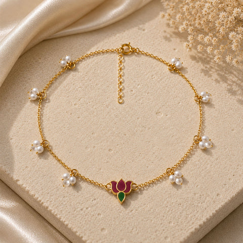Alyn Silver Lotus Anklet