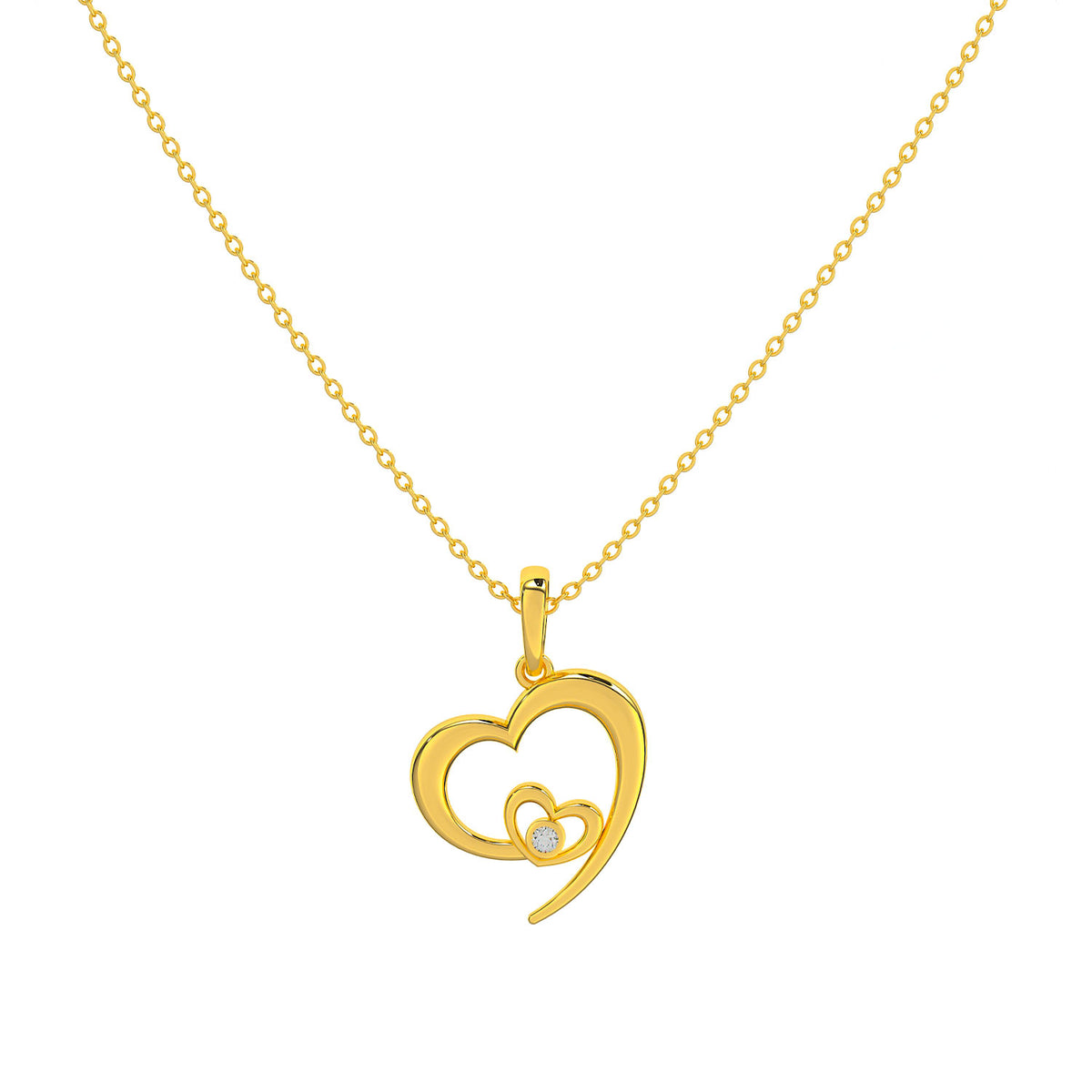 Bely Silver Heart Zirconia Necklace