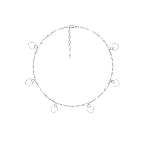 Qeya Silver Heart Anklet
