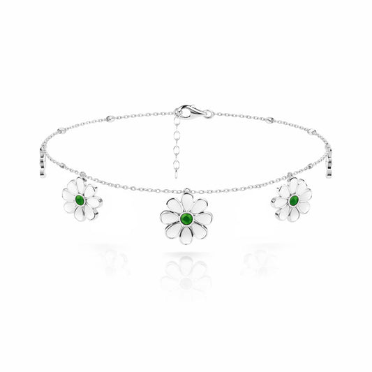 Arna Silver Floral Anklet